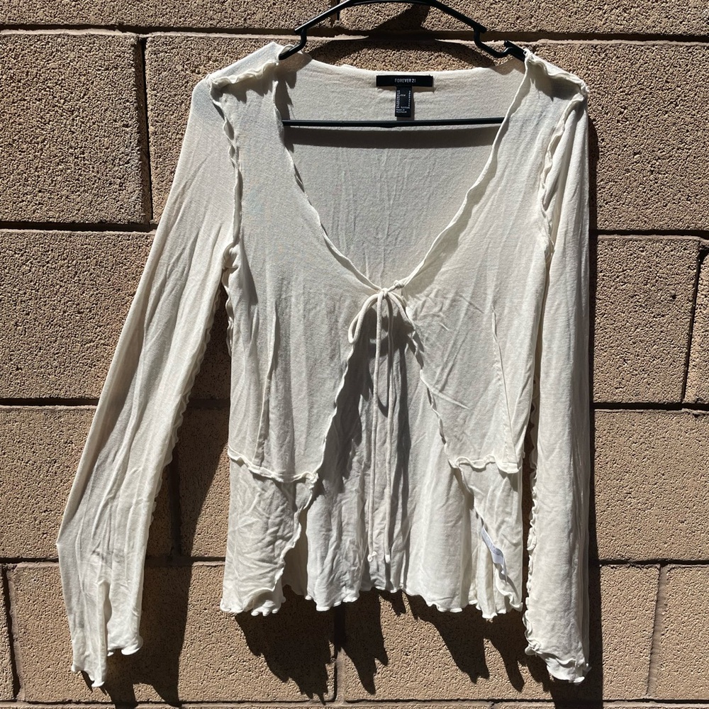 Tie-Front Lettuce-Edge Top